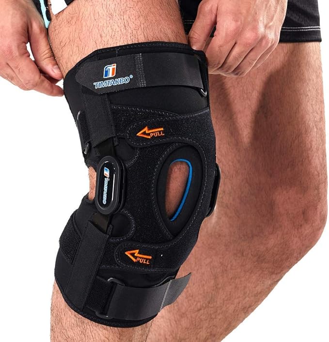 T TIMTAKBO Hinged Knee Brace,GEL Patella Support with Removable Dual Side Stabilizers,Knee Support for Meniscus Tear,Relieves ACL,Arthritis (XL fit Upper 22.5-26.3"/Lower 20-22.3")