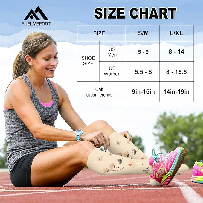 FuelMeFoot 6 Pairs Compression Socks for Women & Men 15-20mmHg Graduated Support Knee High Socks for Nurses, Travel, Athletic