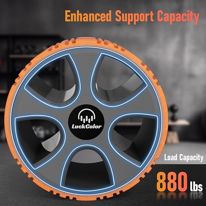 Back Roller, Back Wheel Targeted Back Pain Relief, Yoga Wheel Muscle Massage, Foam Roller for Trigger Point Therapy Physical, Stretching & Exercise, 880lbs Capacity, 10 Inch (Orange+Grey)