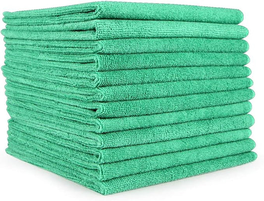 Arkwright Microfiber Cleaning Cloths - (Pack of 12) Lint & Streak-Free Drying Wash Towels, 320 GSM Super Absorbent & Quick Dry, Perfect Cleaner for Car, Glass, and Window, 12 x 12 in, Green