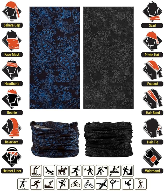 Headband Neck Gaiter Head Wrap Headwear Face Mask Magic Scarf Bandana for Men and Women