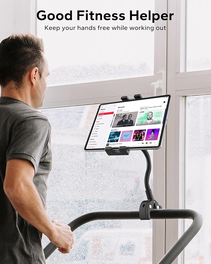 GDZN Tablet Holder for Wheelchair/Stroller/Treadmill/Spin Bike/Mic Stand/Boat/Indoor Cycling Handlebar Clamp - 360°Adjustable iPad Mount, Compatible with 4-13" iPad Pro/Air/Mini/Galaxy/Fire HD/E-Book