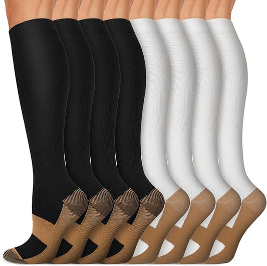 Iseasoo Copper Compression Socks (15-20 mmHg) for Men & Women - Running, Hiking, Cycling, Travel - Improves Circulation