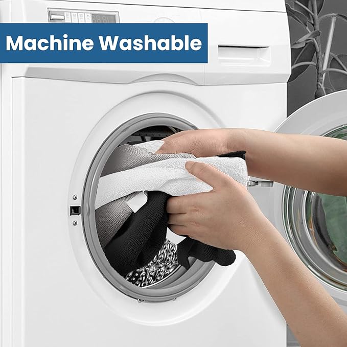 DAN RIVER 12-Pack Microfiber Towels – Ultra Absorbent, Lint-Free & Streak-Free Detailing Towels for Home, Car & Kitchen - Must-Have Cleaning Essentials - 12" x 12" - Gray White Black