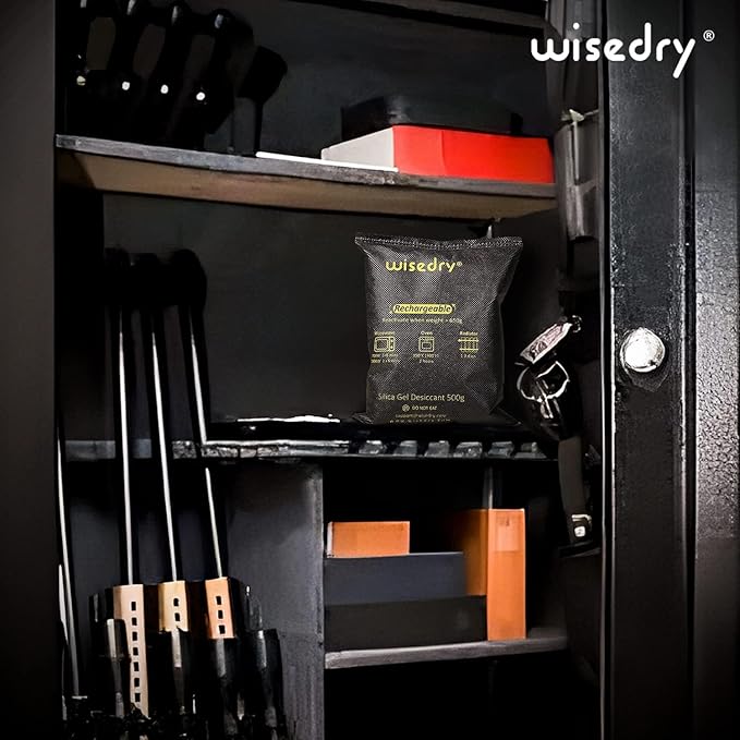 wisedry 4 x 500 Grams [4.4 lbs] Rechargeable Silica Gel Car Dehumidifier, Microwave Fast Reactivated Desiccant Packets Large for Gun Safe Closet Basement Garage Storage Moisture Absorber Bag Reusable