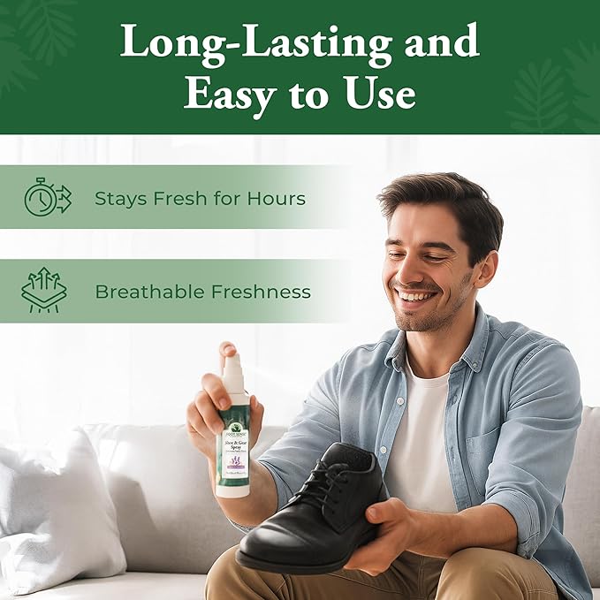 Foot Sense – Shoe Deodorizer & Foot Spray – Natural Foot & Shoe Odor Eliminator for Smelly Feet, Shoes & Sports Gear, Long-Lasting Refreshener for Adults & Kids – 5oz