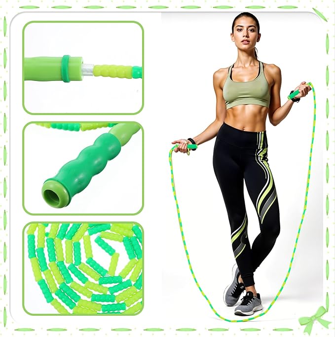 16 Pack Jump Ropes for Adults Kids, 9.2 Feet Adjustable Length Free Segmented Skipping Rope Bulk Soft Beaded Jumping Ropes for Women Men Exercise Training Workout Weight Loss