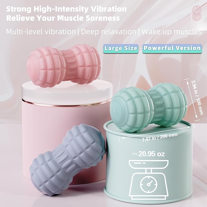 Vibrating Peanut Massage Ball for Plantar Fasciitis, 4-Speed Portable Massage Roller for Foot, Neck, Back, and Body - Deep Tissue Myofascial Release Mobility Ball Muscle Relaxer (Pink)