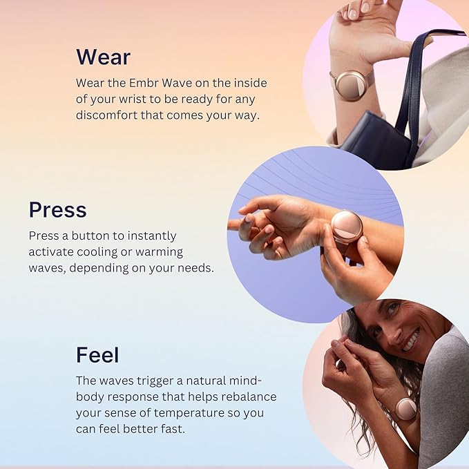 Embr Wave Cooling Bracelet - Warming Bracelet - Personalized Thermal Relief - Manage Hot Flashes, Night Sweats, Sleep, Tension - Clinically Proven - Rechargeable - Rose Gold