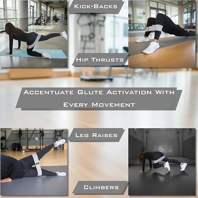 Fabric Resistance Bands, Non-Slip Hip Circle Bands for Glute Workouts, Yoga, Set of 3 with mesh Carrying Bag. (Light, Medium, Heavy)