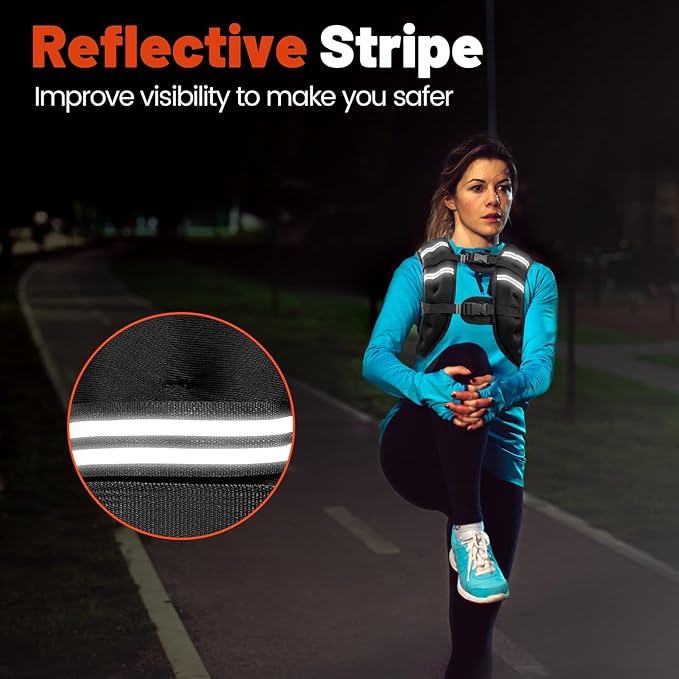 Weighted Vest, 6lb/8lb/12lb/16lb/20lb/25lb/30lb Weight Vest for Men Women, Body Weight Vests Adjustable with Reflective Stripe for Strength Training, Running, Training Workout, Jogging, Walking