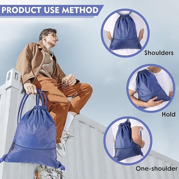 GAENMESH Drawstring Backpack Bag for Sports Lightweight Foldable Gym Bag with Sturdy Draw Cord Shoulder Strap Hiking Travel Camping