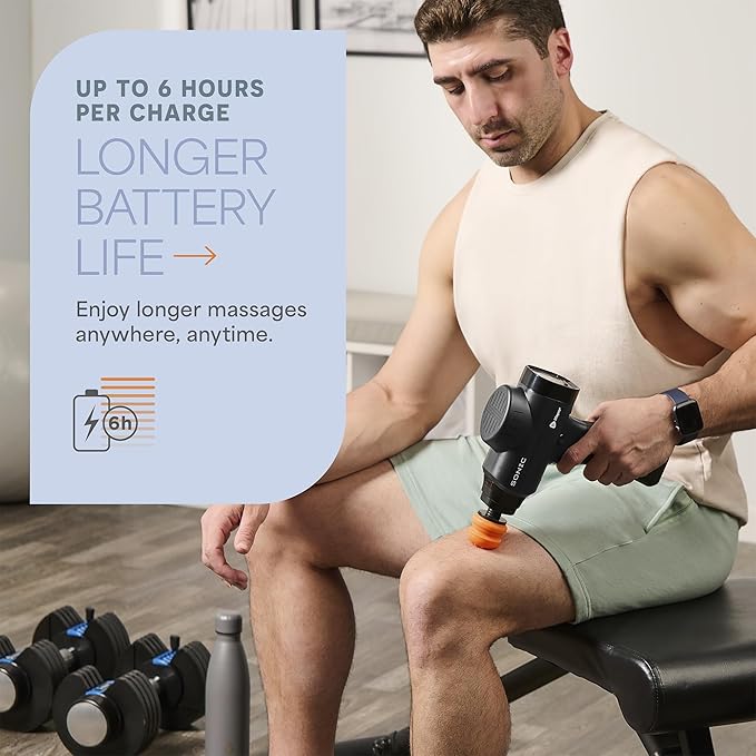 LifePro Massage Gun & Holder (Sold Separately) – Percussion Muscle Massager for Athletes with 8 Heads & 6 Speeds – Deep Tissue Back Muscle Extender for Recovery