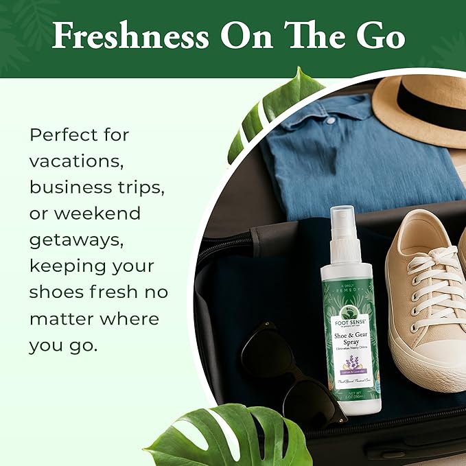 Foot Sense – Shoe Deodorizer & Foot Spray – Natural Foot & Shoe Odor Eliminator for Smelly Feet, Shoes & Sports Gear, Long-Lasting Refreshener for Adults & Kids – 5oz