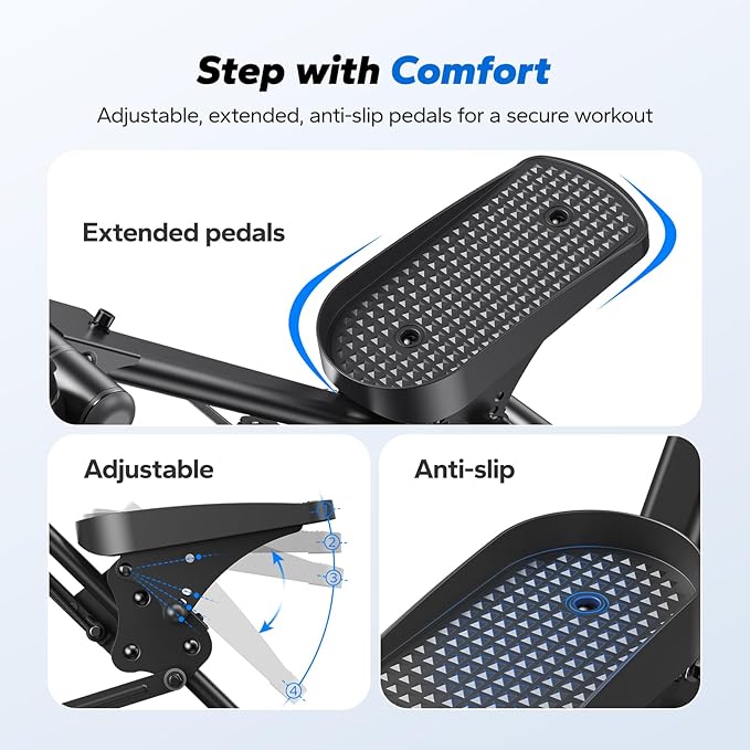 MERACH Stair Stepper for Home Gym Exercise, New Version Stairmaster for Full-Body Workout, Compact Folding Stair Climber with Extended Step Range, Adjustable Handlebar/Pedal