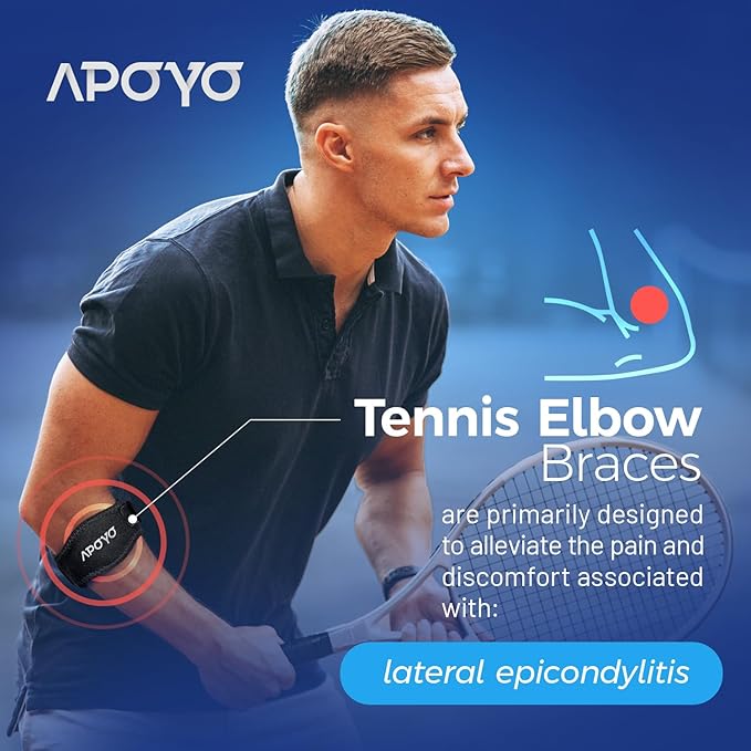 APOYO Tennis Elbow Brace, Elbow Brace for Tendonitis and Tennis Elbow Strap, Counterforce Arm Band for Tendon Relief for Men & Women