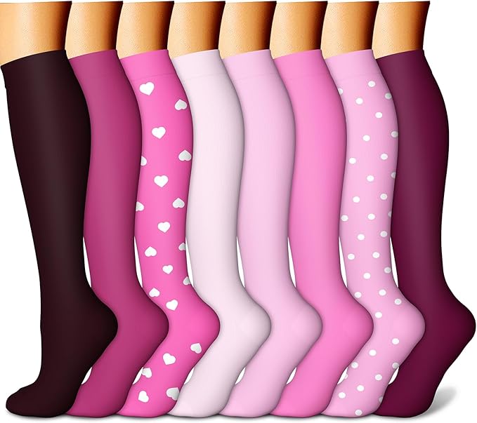 CHARMKING Compression Socks for Women & Men Circulation (8 Pairs) 15-20 mmHg is Best Support for Athletic Running,Hiking