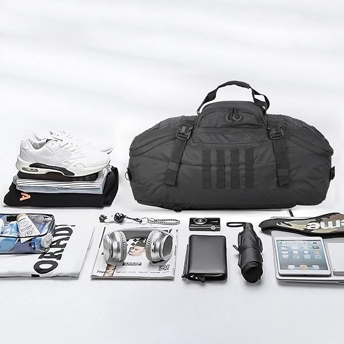 Gym Backpack for Men Sports Duffel Bag Gym Bags Travel Backpack with Three Ways of Carrying (BLACK-60L)