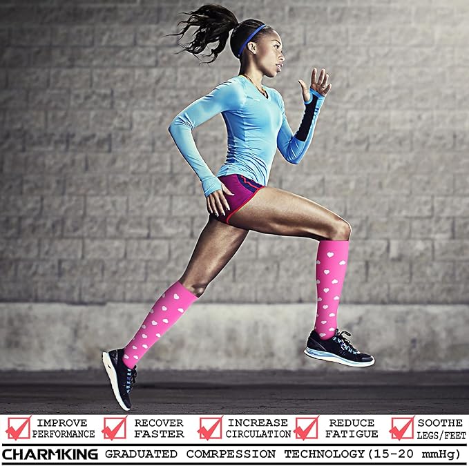 CHARMKING Compression Socks for Women & Men Circulation (8 Pairs) 15-20 mmHg is Best Support for Athletic Running,Hiking