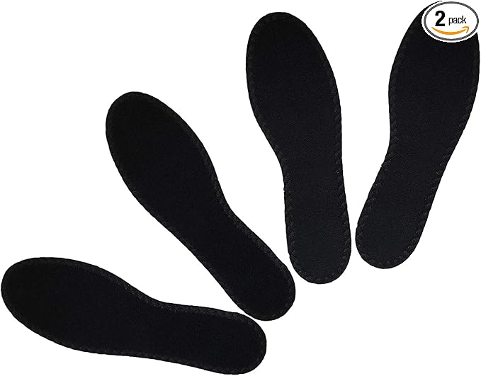 Happystep Cotton Terry Cloth Insoles, Barefoot Shoe Inserts, Sweat Absorption, Odor Control, Moisture-Wicking, Washable and Reusable, Zero Drop Shoe Insoles, 2 Pairs of Black (Women Size 11)