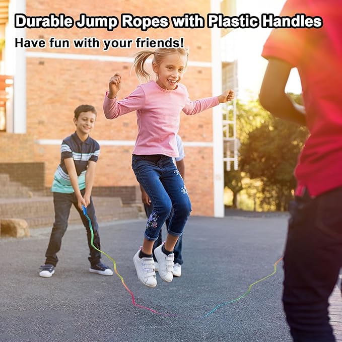 20 Pack Rainbow Jump Ropes,Kids Jump Rope with Plastic Handles,7.2 Ft Adjustable Skipping Rope for Kids,Vibrant Jumping Ropes for Outdoor Fun Exercise Fitness Activity Party Favors