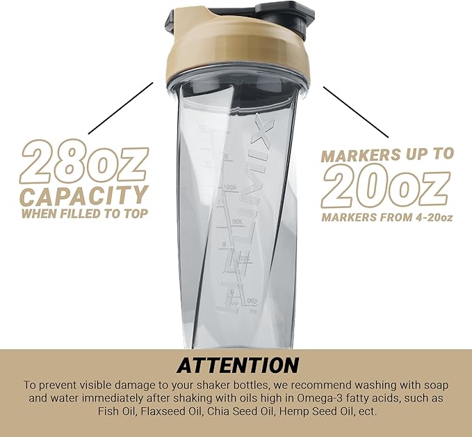 HELIMIX 2.0 Vortex Blender Shaker Bottle Holds upto 28oz | No Blending Ball or Whisk | USA Made | Portable Pre Workout Whey Protein Drink Shaker Cup | Mixes Cocktails Smoothies Shakes | Top Rack Safe