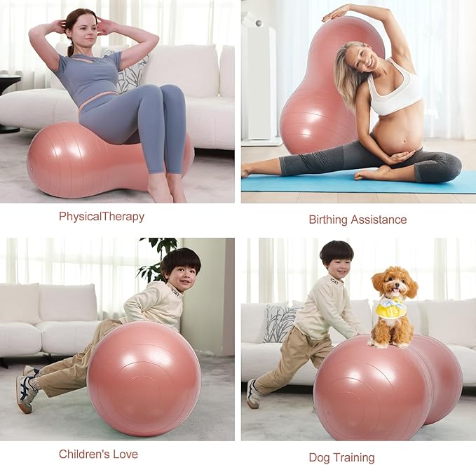 INPANY Peanut Ball - Exercise Ball for Labor Birthing, Anti-Burst Physical Therapy for Kids, Core Strength, Flexible Seating, Home & Gym Fintness, Sensory Chair Wiggle Seat for Girls and Boys