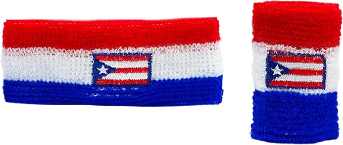 Striped Sweatband Set - Sport Sweat Band and Wrist Band