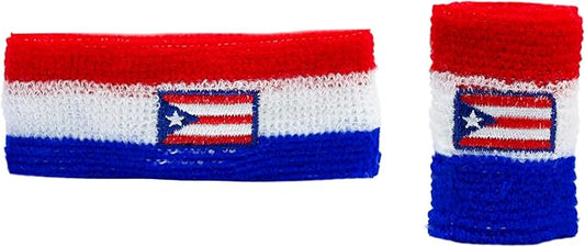 Striped Sweatband Set - Sport Sweat Band and Wrist Band