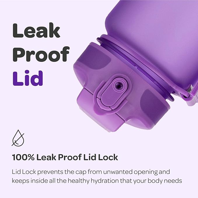 Hydracy Water Bottle with Time Marker -Large BPA Free Water Bottle & No Sweat Sleeve -Leak Proof Gym Bottle with Fruit Infuser Strainer & Times to Drink -Ideal for Fitness Sports & Outdoors