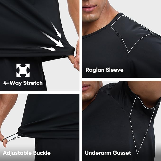 HOTSUIT Sauna Shirt for Men Workout Sweat Suit Heat Trapping Tops Fat burning Compression Shirts for Gym Exercise Boxing