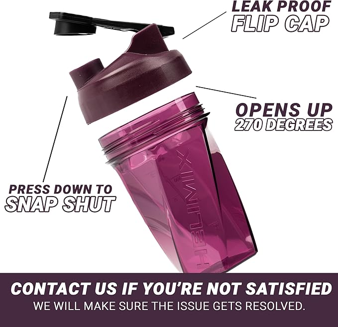 HELIMIX 1.5 Vortex Blender Shaker Bottle Holds upto 28oz | No Blending Ball or Whisk | USA Made | Portable Pre Workout Whey Protein Drink Shaker Cup | Mixes Cocktails Smoothies Shakes | Top Rack Safe