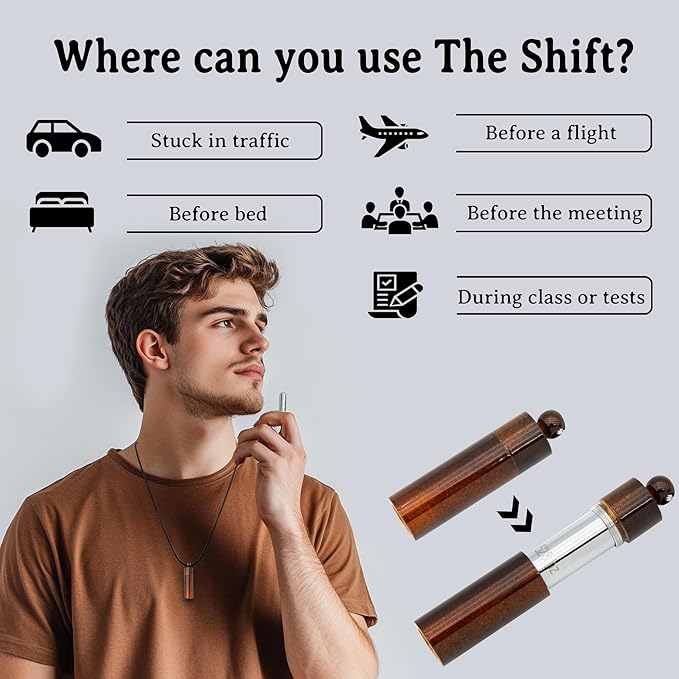 528 Hz Meditation Necklace Breathing Frequency Sound Healing Device by Adjusting The Breathing for Anxiety & Stress Relief Mindfulness (Brown)