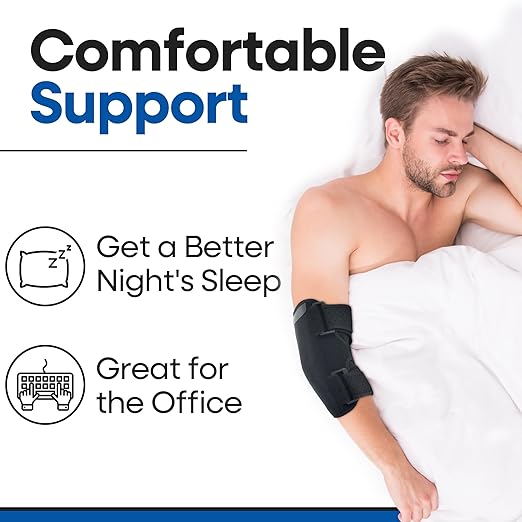 Elbow Splint Tendonitis l Tennis Elbow Brace | Cubital Tunnel Brace Support for Sleeping | Arm Support & Compression Sleeve Immobilizer for Ulnar Nerve Pain Relief | Women & Men Fits Most
