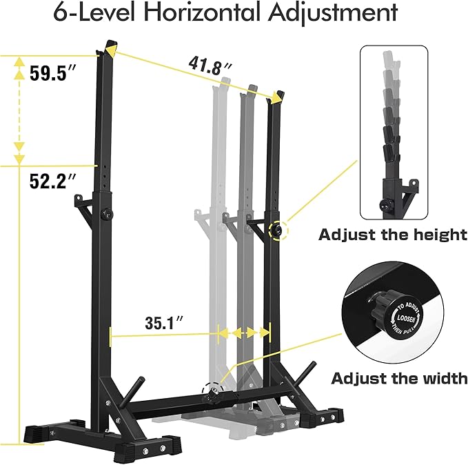 CANPA Adjustable Squat Rack Stand Multi-Function Barbell Rack Weight Lifting Gym Dumbbell Racks Home Gym Bench Press Rack Dumbbell Racks Stands 600Lbs