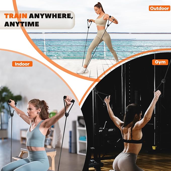ONIPAX 1 Pair Stepper Resistance Bands with Handles & Connecting Strap – Workout & Exercise Bands for Strength Training, Muscle Toning, Home Gym Fitness Equipment