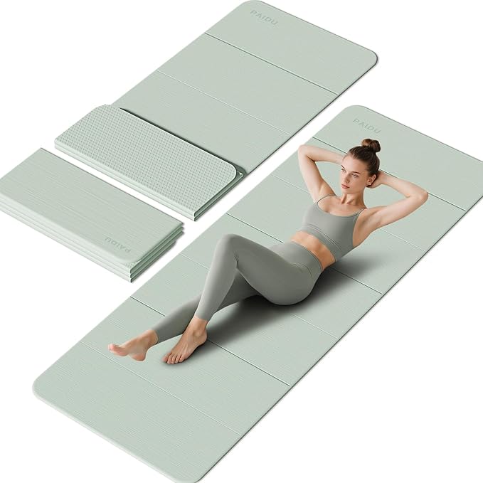 Foldable Yoga Mat - 10mm Extra Thick, 75"26" Non-Slip Exercise Fitness Mat | SGS Eco-Certified, Portable for Yoga/Pilates/Studio/Home Workout