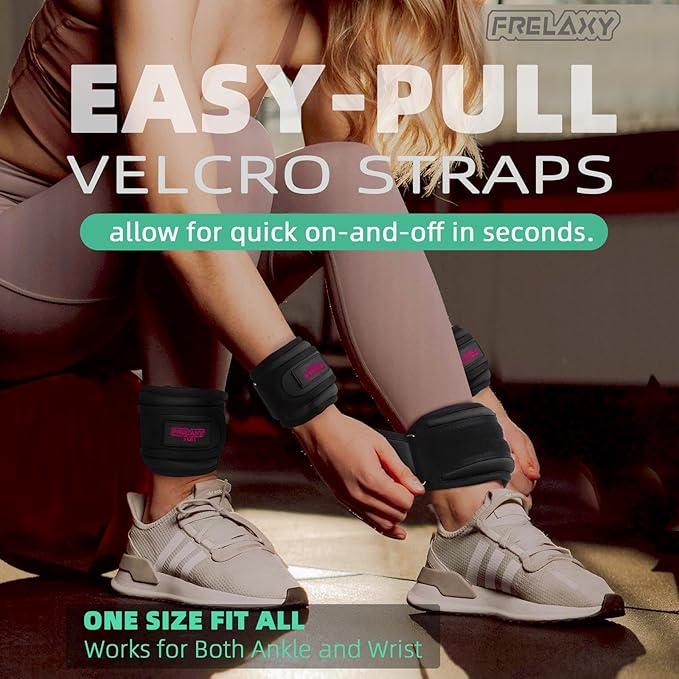 Frelaxy Ankle Wrist Weights for Women Men Kids, Comfy& Adjustable Leg Arm Weights Set for Walking, Gym, Yoga, Pilates, Dance, Cardio & Strength Training 1lb 2lbs 3lbs 1 Pair