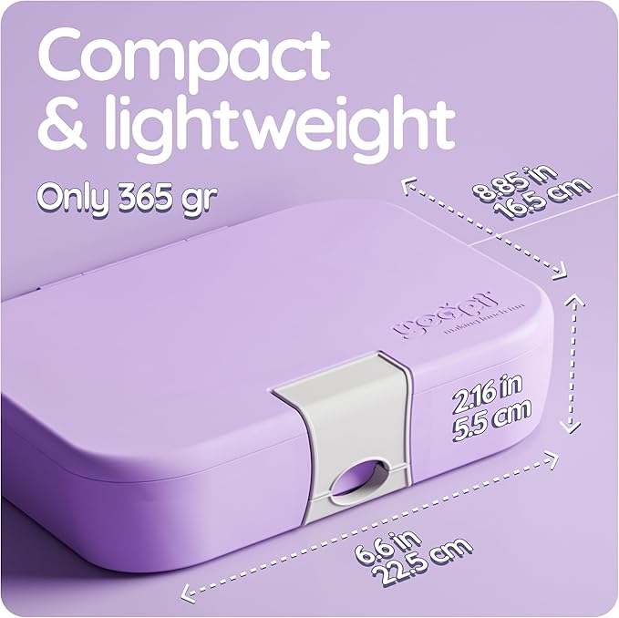 YOOPI Bento Box for Kids, Leak-Proof, BPA-Free School Bento Lunch Box Containers with Compartments. Online Healthy Meal Planning, Durable, Easy-Clean, Eco-Friendly Lunchbox for Girls (Lilach)