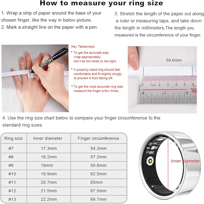 Smart Health Ring for Women Men Fitness Tracker with Heart Rate, Blood Oxygen, HRV, Sleep Monitoring, Step Counting, IP68 for iPhone and Android, No Subscription Fee (Rose Gold, 10#)