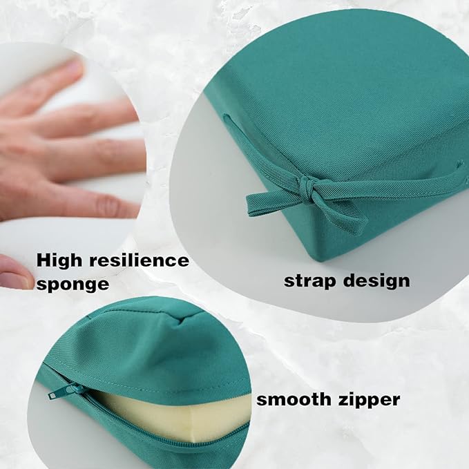 idee-home Outdoor Bench Cushion Waterproof, Bench Cushions for Outdoor Furniture, Patio Porch Swing Replacement Seat Pad with Ties for Garden Backyard, 45 x 18 Inch Peacock Blue