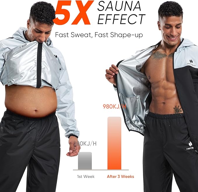 HOTSUIT Sauna Suit for Men Weight Loss Sweat Suits Gym Workout Exercise Sauna Jacket Pant Full Body