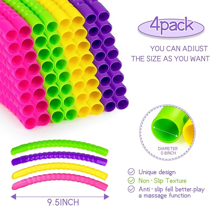 Exercise Hoops for Kids, 4P/8P Detachable & Size Adjustable Toy Color Hoop Rings for Outdoor Gymnastic Dog Agility Equipment Sports Party Games