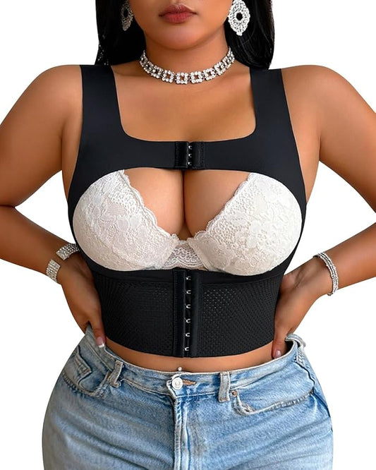 Front Closure Chest Brace Up for Women Lightweight Posture Corrector Sleeveless Slimming Back Brace Support Shaper