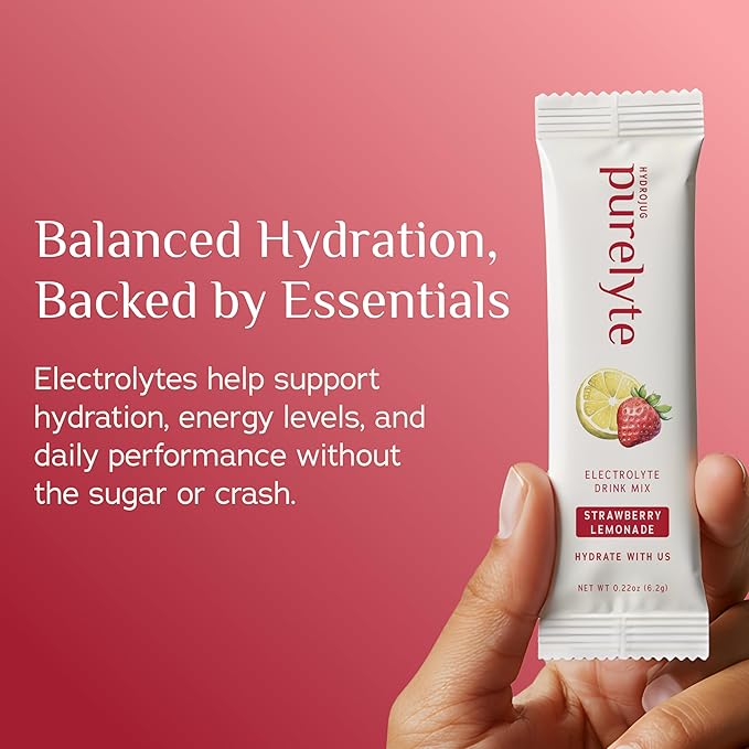 Electrolyte Drink Mix – Sugar-Free Hydration Powder Packets – Clean Electrolytes with Trace Minerals – Keto, Vegan, Gluten-Free – No Artificial Sweeteners – 12 Sticks – Strawberry Lemonade