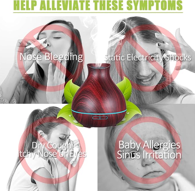 BZseed Aromatherapy Essential Oil Diffuser 550ml 12 Hours Wood Grain Aroma Diffuser with Timer Cool Mist Humidifier for Large Room, Home, Baby Bedroom, Waterless Auto Shut-off,7 Colors Lights Changing