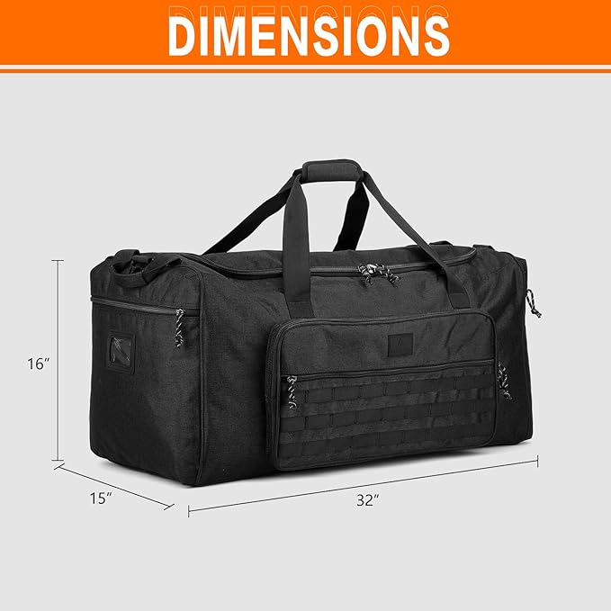 125L Extra Large Gym Duffle Bag for Men Women with Shoes Compartment Heavy Duty Tactical Sports Duffel Bag Big Football Baseball Basketball Soccer Hockey Team Equipment Bag, Black