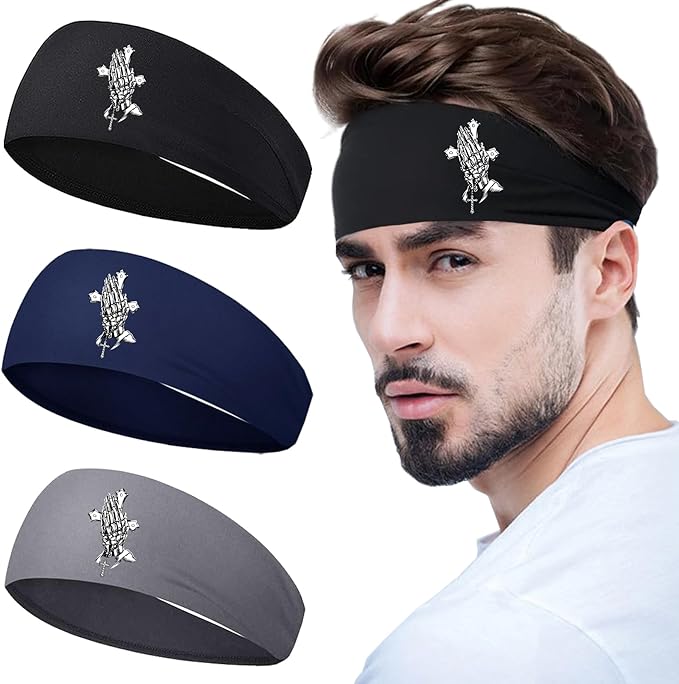 Sports Headbands for Men 3pcs Sweat Bands Headbands Men Workout Headband for Mens Cooling Sweat Head Bands Hairband