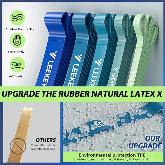 LEEKEY Resistance Bands Set for Pull-Up Assistance & Full-Body Training, Multi-Level Exercise Bands with Bag for Home Workouts, Physical Therapy, Strength Training (Men/Women)