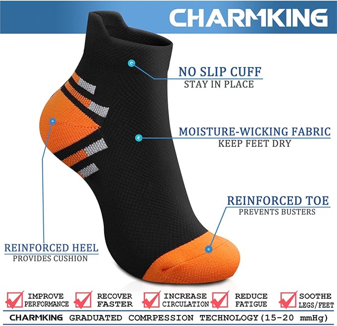 CHARMKING Compression Socks for Women & Men Circulation 15-20 mmHg is Best for Athletic Running Cycling Nurse Daily Wear